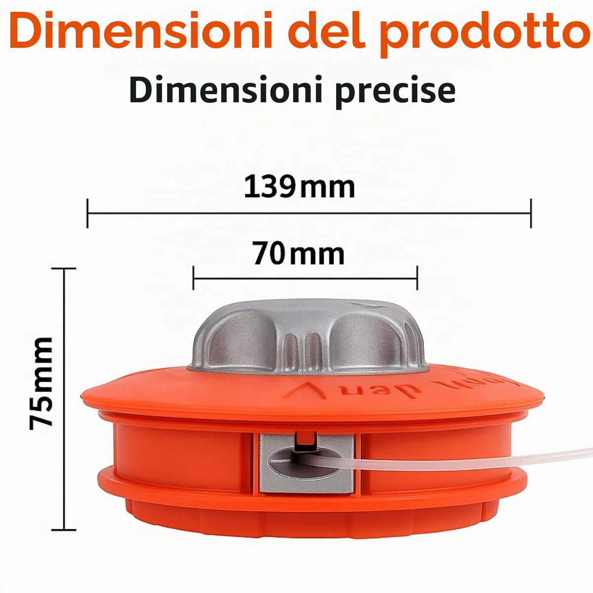 Poweka Testina di Ricambio Universale per decespugliatore M10 x 1,25 per Tosaerba in Nylon Alluminio,Arancia