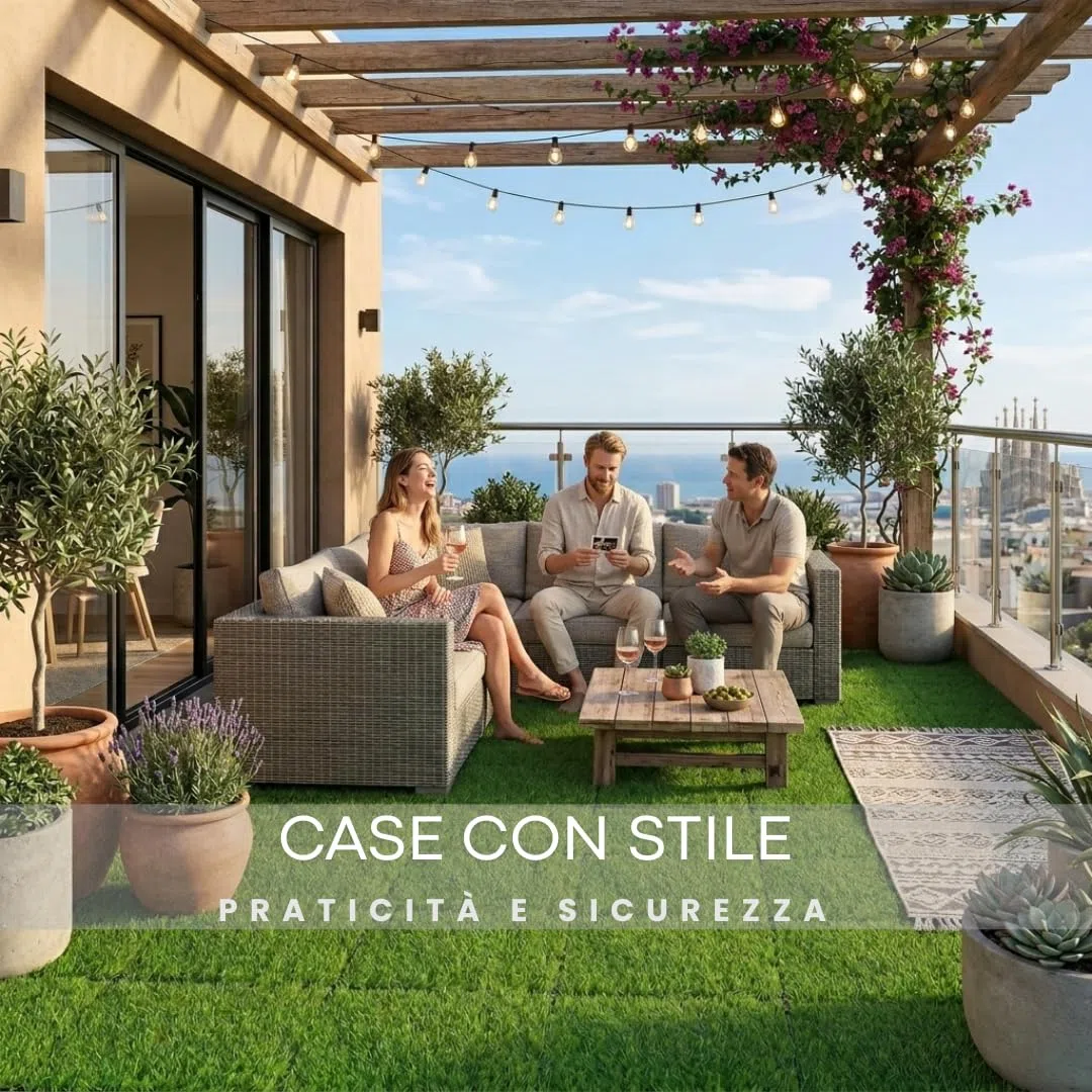 ActivoTex Piastrelle Da Giardino 30x30 cm 10 Pezzi – Pavimento Esterno Ad Incastro con Erba Sintetica, Pavimento Giardino per Balcone, Patio e Terrazza, Drenante e Facile da Installare