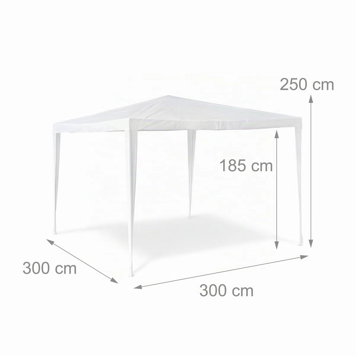 Relaxdays Gazebo da Giardino, Tenda per Esterni Quadrata, con Tetto, 100% PE e HxLxP: 2,5x3x3 m, Festival, Bianco