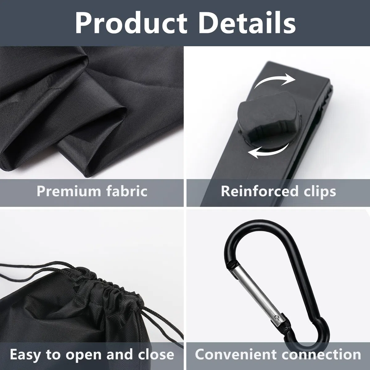 10 sacchetti per pesi resistenti al vento con 10 moschettoni e clip – Riempimento flessibile, fissaggio senza attrezzi per tovaglie, tende, giardino, campeggio (10 pezzi)