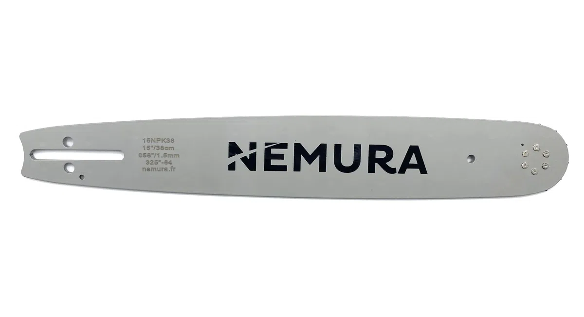 Nemura Barra guida motosega - Taglio 38 cm - 64 Maglie di trascinamento - Passo 325" - Spessore 1,5 mm - Ricambi Utensili - Qualità Professionale - SAC in Italiano