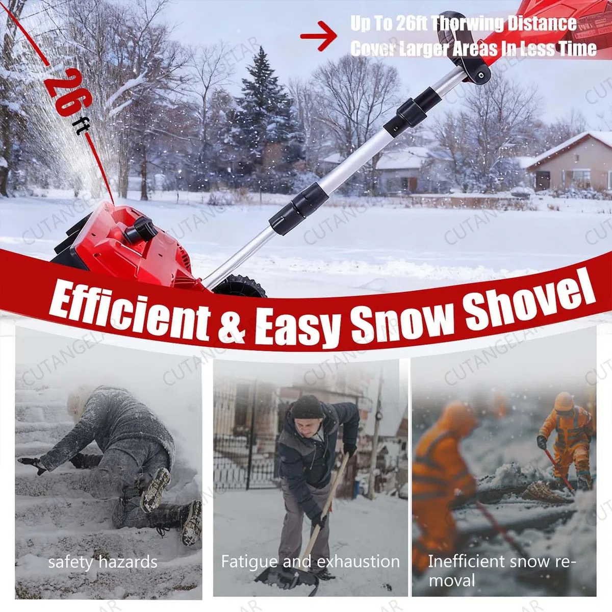Pala Per Neve Elettrica, Spazzaneve Senza Fili Con Batteria 4.0Ah, Fornisce Pulitura 32 Cm Larghezza E 16 Cm Profondità, Per Viali, Fattorie E Uso Domestico.
