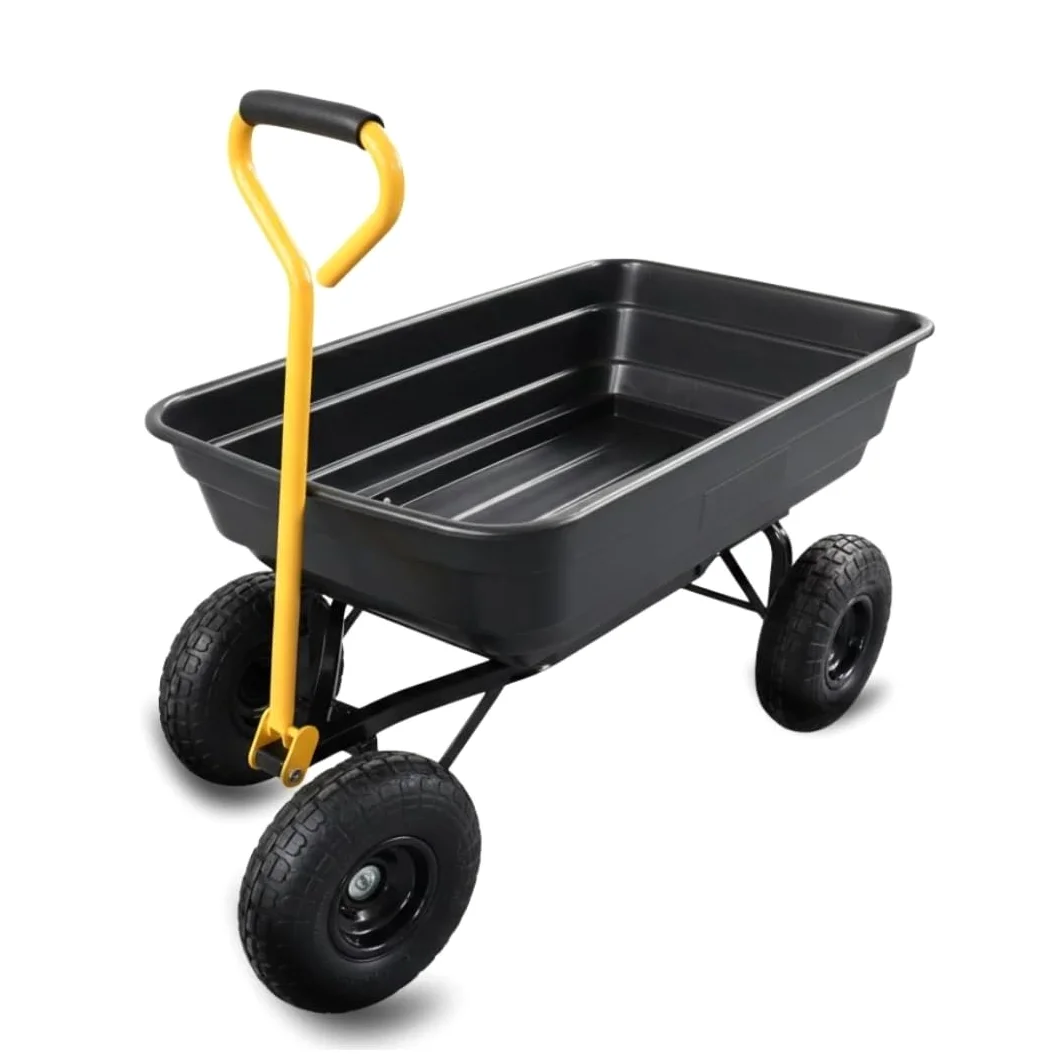 Ecovelo' CARRELLO DA GIARDINO A MANO RIBALTABILE PORTATA 180 KG CARRIOLA CARRETTO GIARDINAGGIO RIMORCHIO A MANO