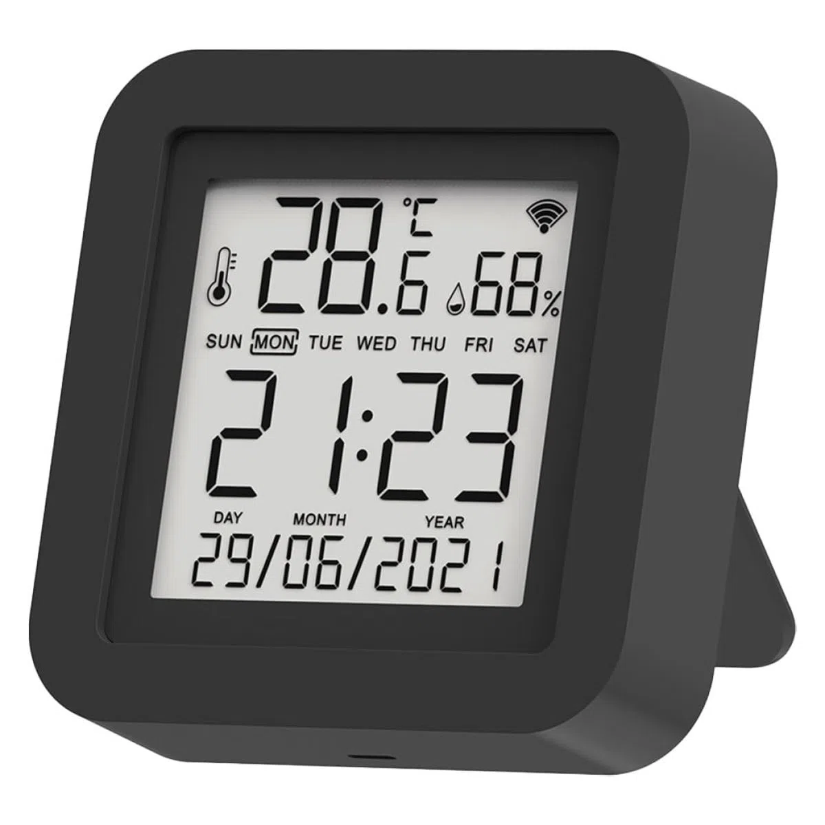 1set Termometro Igrometro Digitale Multifunzionale Con Display Lcd Retroilluminato Misuratore Di Umidità e Temperatura Per Ambienti Interni Alimentato Da Usb Adatto Per Uffici