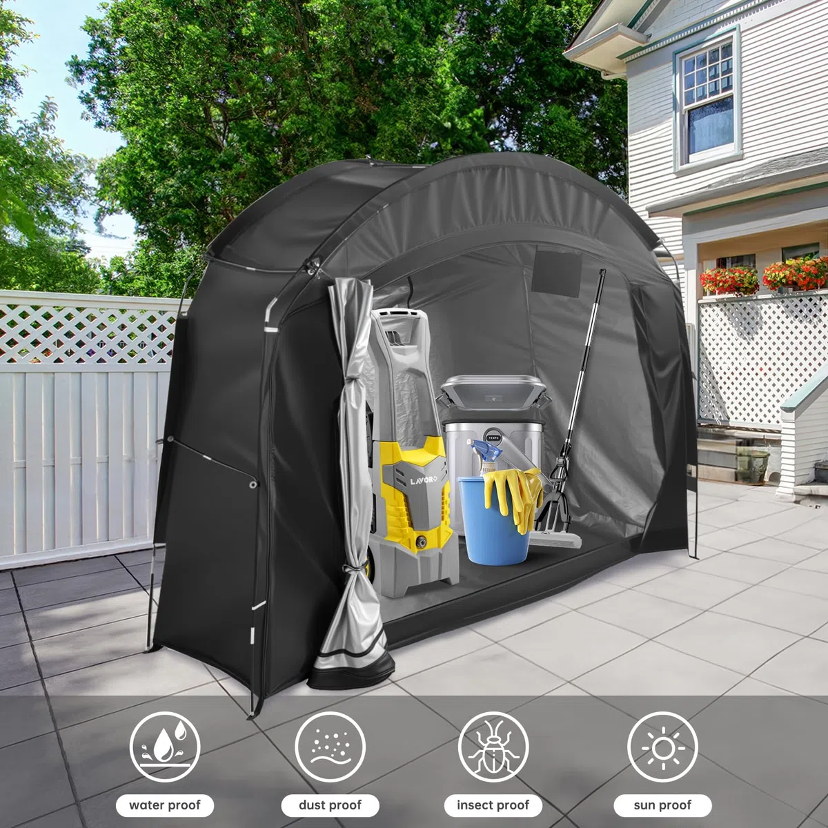 Telo di copertura per 2 biciclette, resistente alle intemperie, per bicicletta, garage, per esterni, 210D, Oxford, tenda da giardino, per moto, attrezzi da giardino, giocattoli, tosaerba