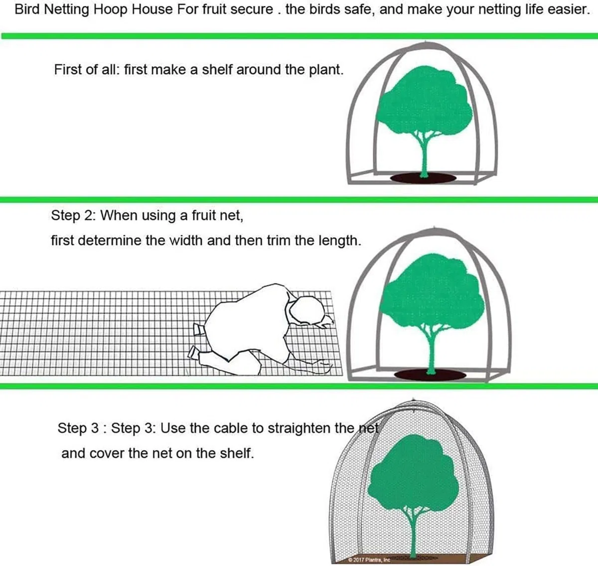 Rete per insetti a maglie strette， Garden Trellis Bird Netting 15mm Mesh Green Multiple Sizes(10x15m)
