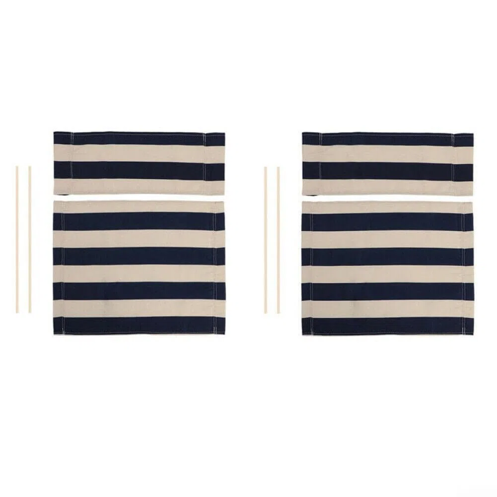 Coprisedili di ricambio in tela, coprisedia da regista, kit per sedie da giardino, stile casual, in tessuto di poliestere navy e bianco (2 set)