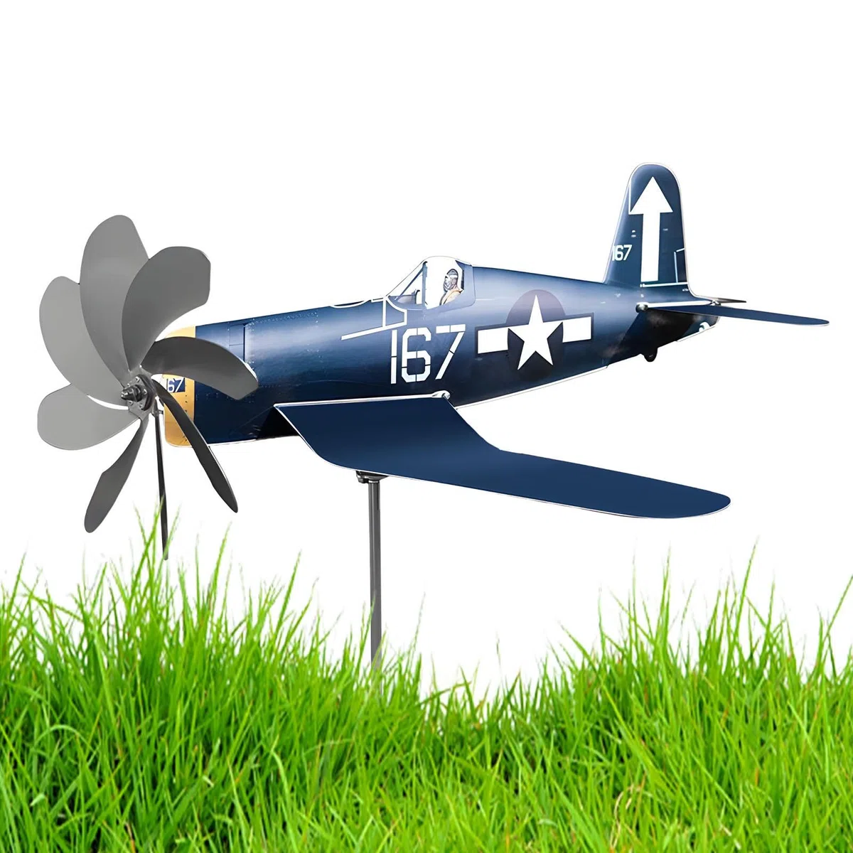 Generatore eolico – Decorazione da giardino – Mulino a per aeroplano, in acciaio inox resistente alle intemperie, per giardino, arte, balcone, cortile, prato, cortile, patio