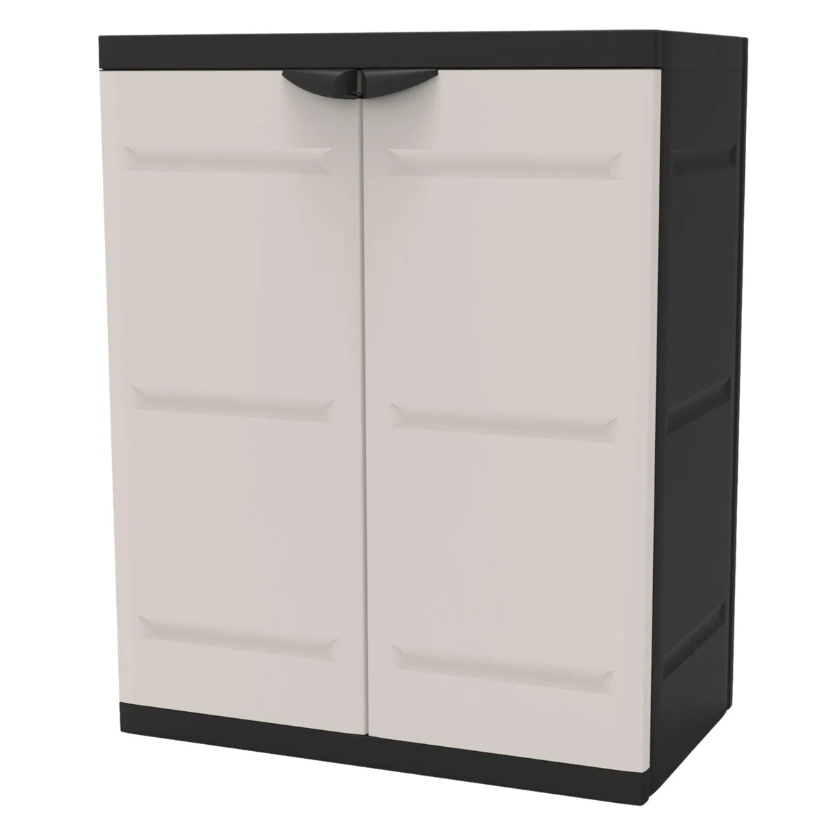 Miroytengo Armadio 2 ante e 2 ripiani interni, armadio basso esterno, armadio in resina titanio nero 70 x 88 x 41 cm