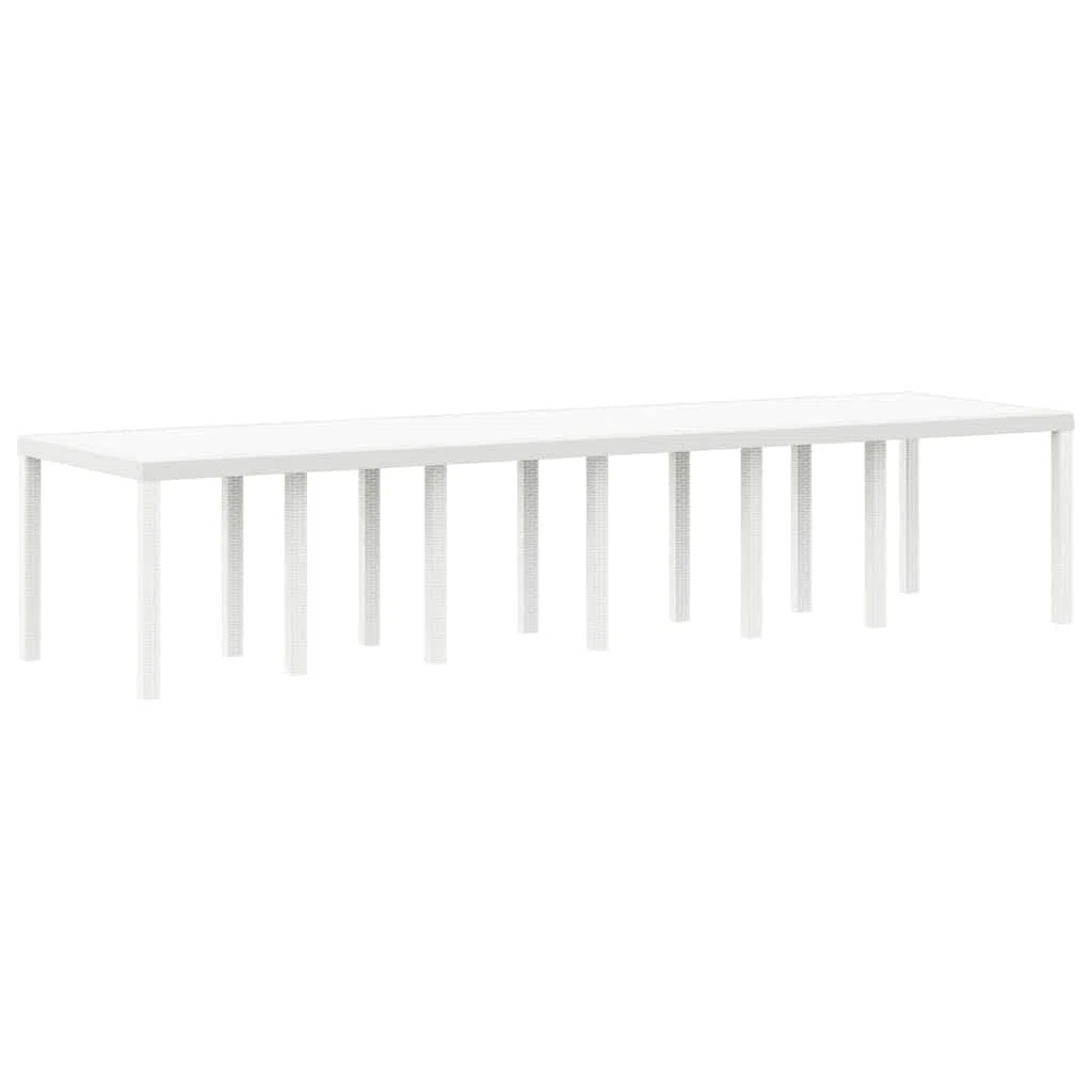 vidaXL Tuinstafel Wit 350 x 100 x 74 cm poly rattan | Deze mooie tafel geeft je buitenruimte een trendy vibe, Je kunt 'm makkelijk uitbreiden voor meer gasten,