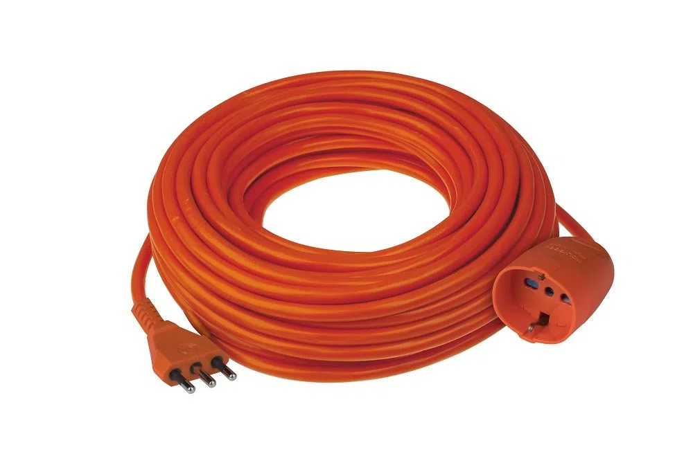 Poly Pool PP0379.30 Prolunga da Giardino Con Pratico Supporto Spina Grande 16 A, Presa Pluristandard Sezione Cavo 3 x 1,5 mm² Arancio, 30 Meter