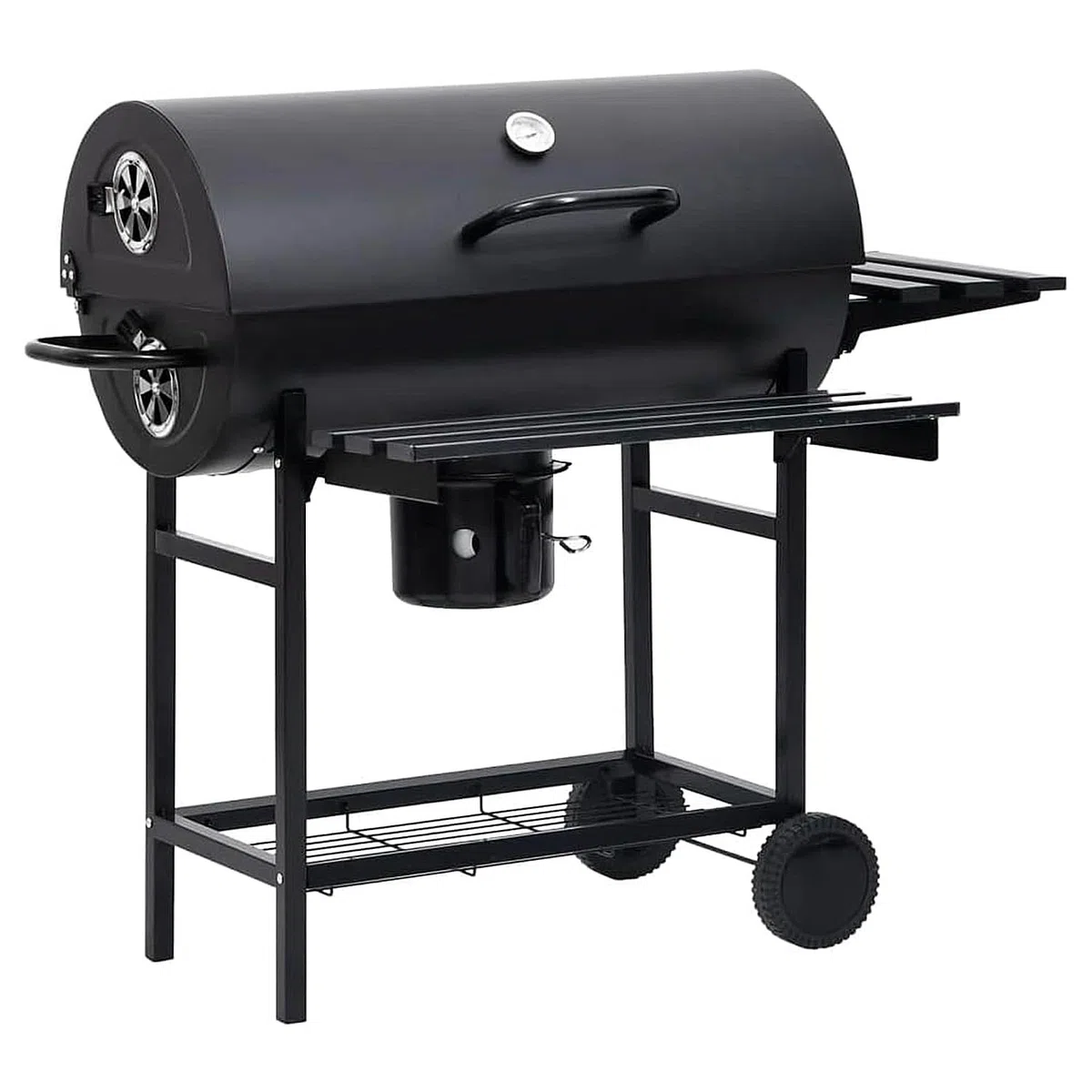 BRICOZONE Barbecue A Carbone Con Coperchio Termometro Integrato Grill BBQ In Acciaio Con Ruote Ripiani E Ventilazione Regolabile Pinza E Guanti Ideale Per Giardino Terrazzo E Balcone Cm Nero