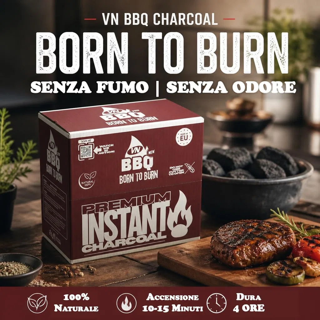 Carbonella Per Barbecue Qualità Ristorazione | 3kg Brace pronto in 10–15 min | Durata 4 Ore | carbone vegetale senza fumo senza odore