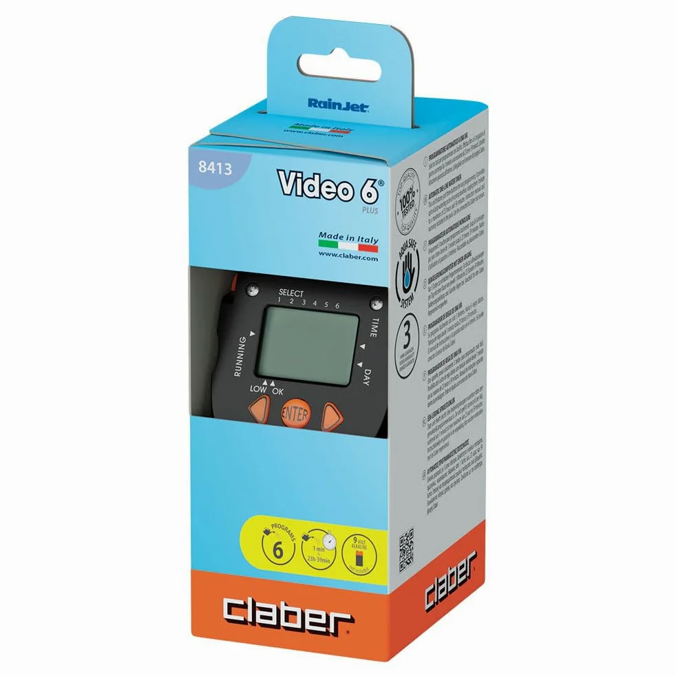 Claber Aquauno Video-6 Plus, programmatore a rubinetto a una via