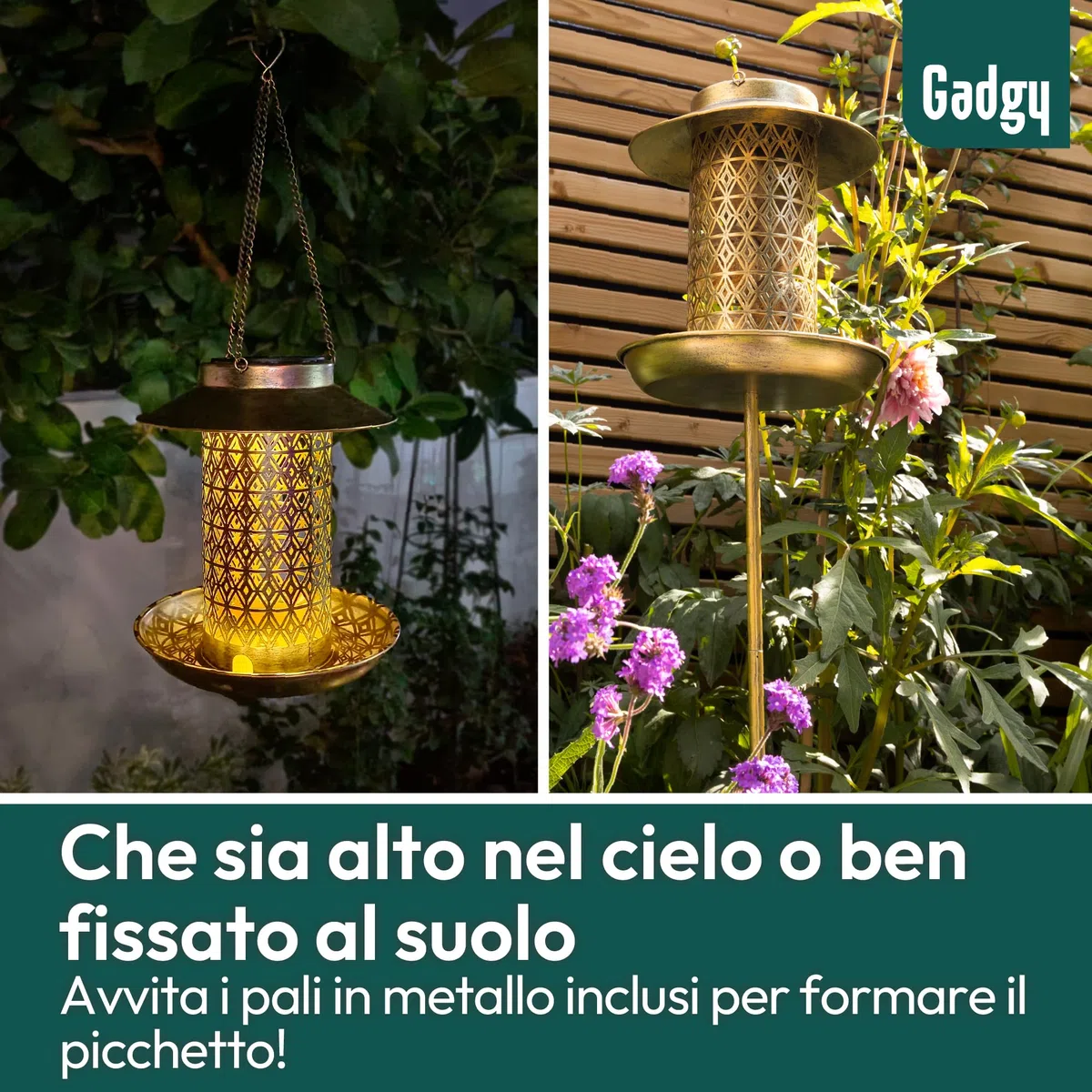 Gadgy Mangiatoia per Uccelli con Luce Solare – Casetta per Uccelli da Esterno 2-in-1 con Illuminazione LED – Decorazione da Giardino Resistente alle Intemperie