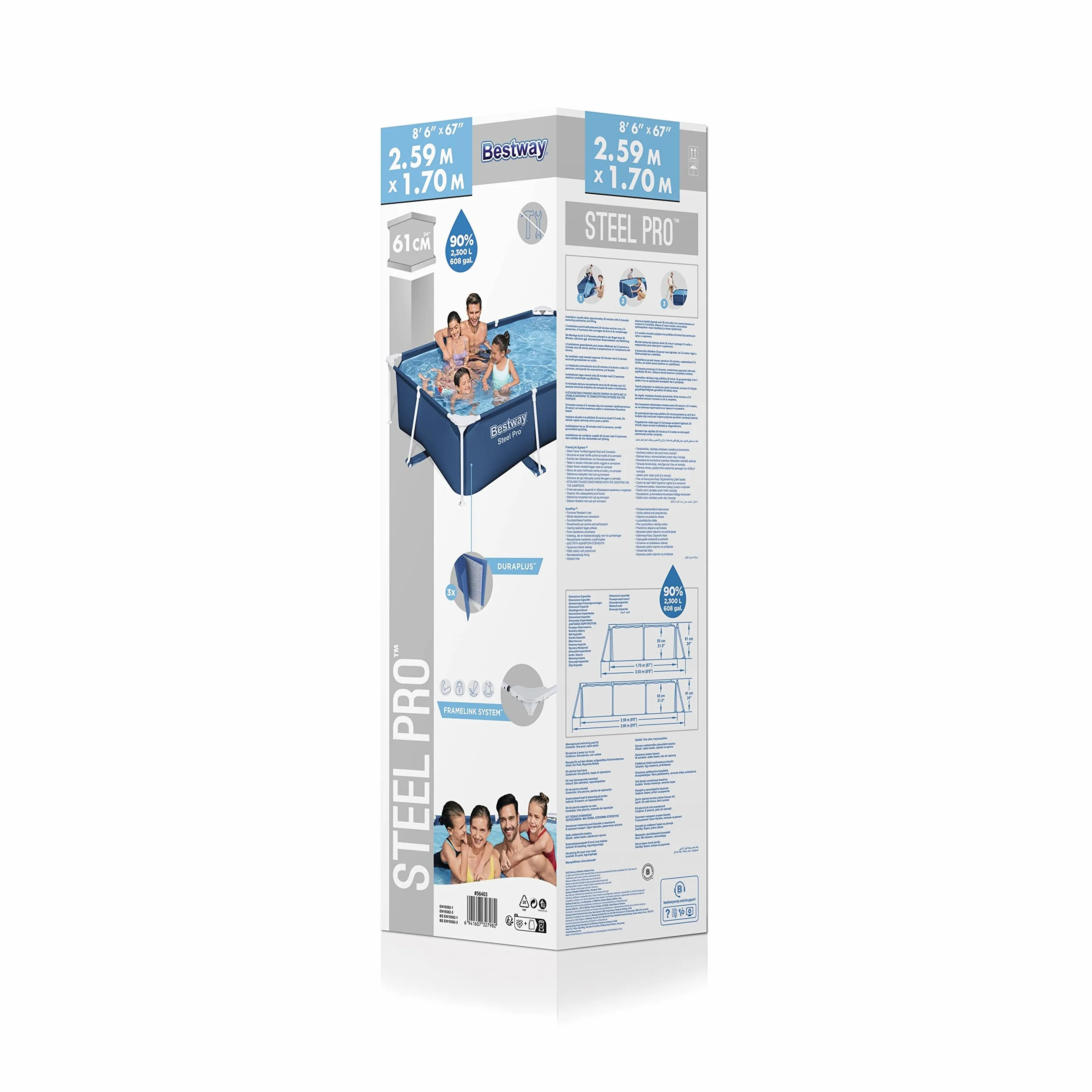 Bestway Piscine Fuoriterra, 8'6" x 67" x 24"/2.59 m x 1.70 m x 61 cm Pool