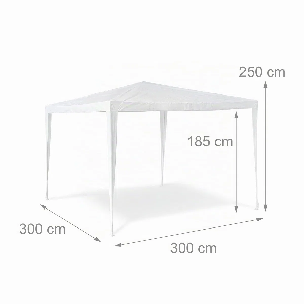 Relaxdays Gazebo da Giardino, Tenda per Esterni Quadrata, con Tetto, 100% PE e HxLxP: 2,5x3x3 m, Festival, Bianco