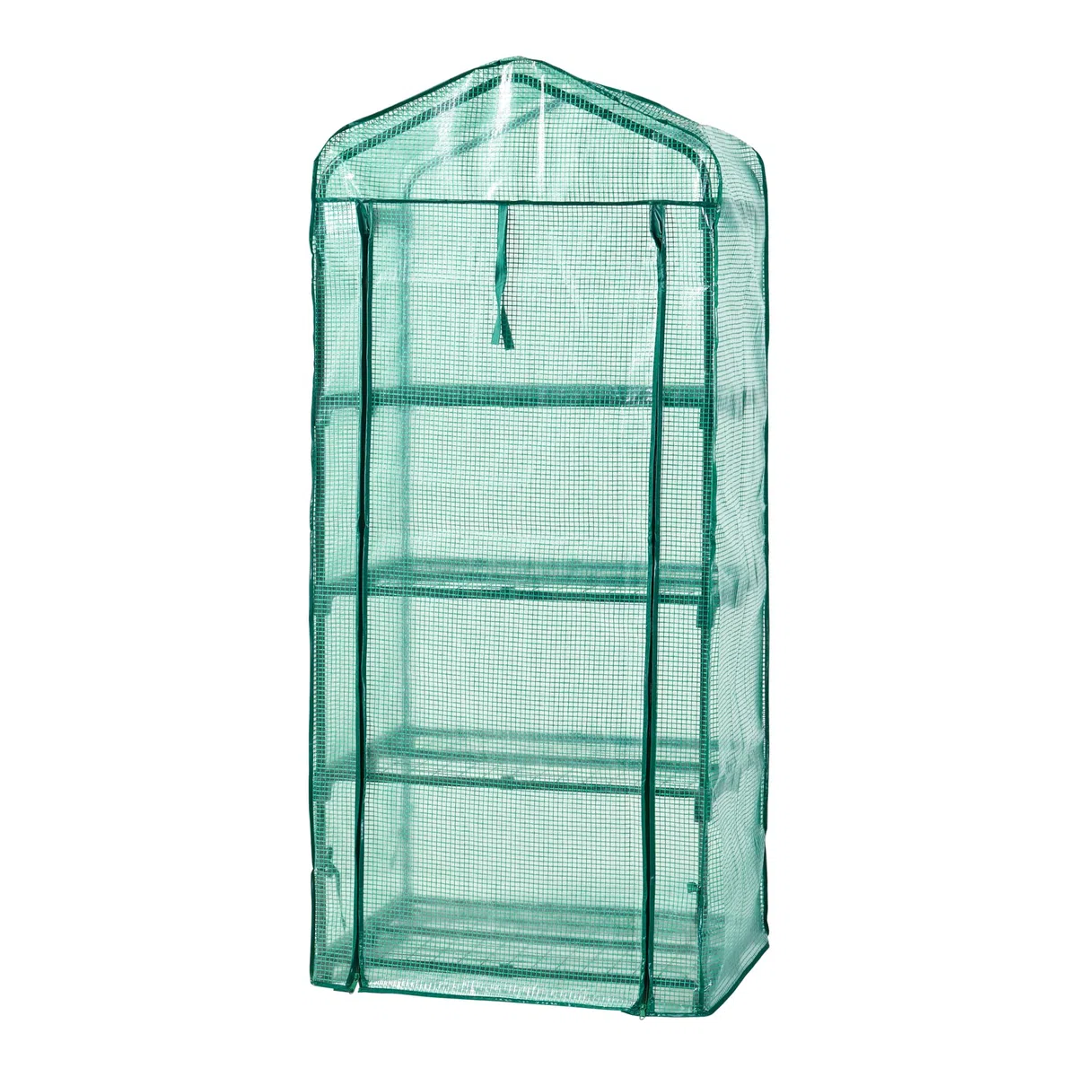 [en.casa] Serra da Giardino Balcone per Coltivazione Piante Scaffale a 4 Piani a Rete Copertura Semitrasparente Apertura a Cerniera Lampo Entrata Avvolgibile 158 x 69 x 49 cm Verde