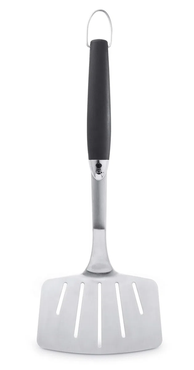 Weber Giraplati/Girafili Premium (46cm), Ideale per Grandi SUP. cotturate o Pesce, in Acciaio Inox, con Manico Antiscivolo, Manico Angolato, Lavabile in Lavastoviglie - Nero/Argento (6673)