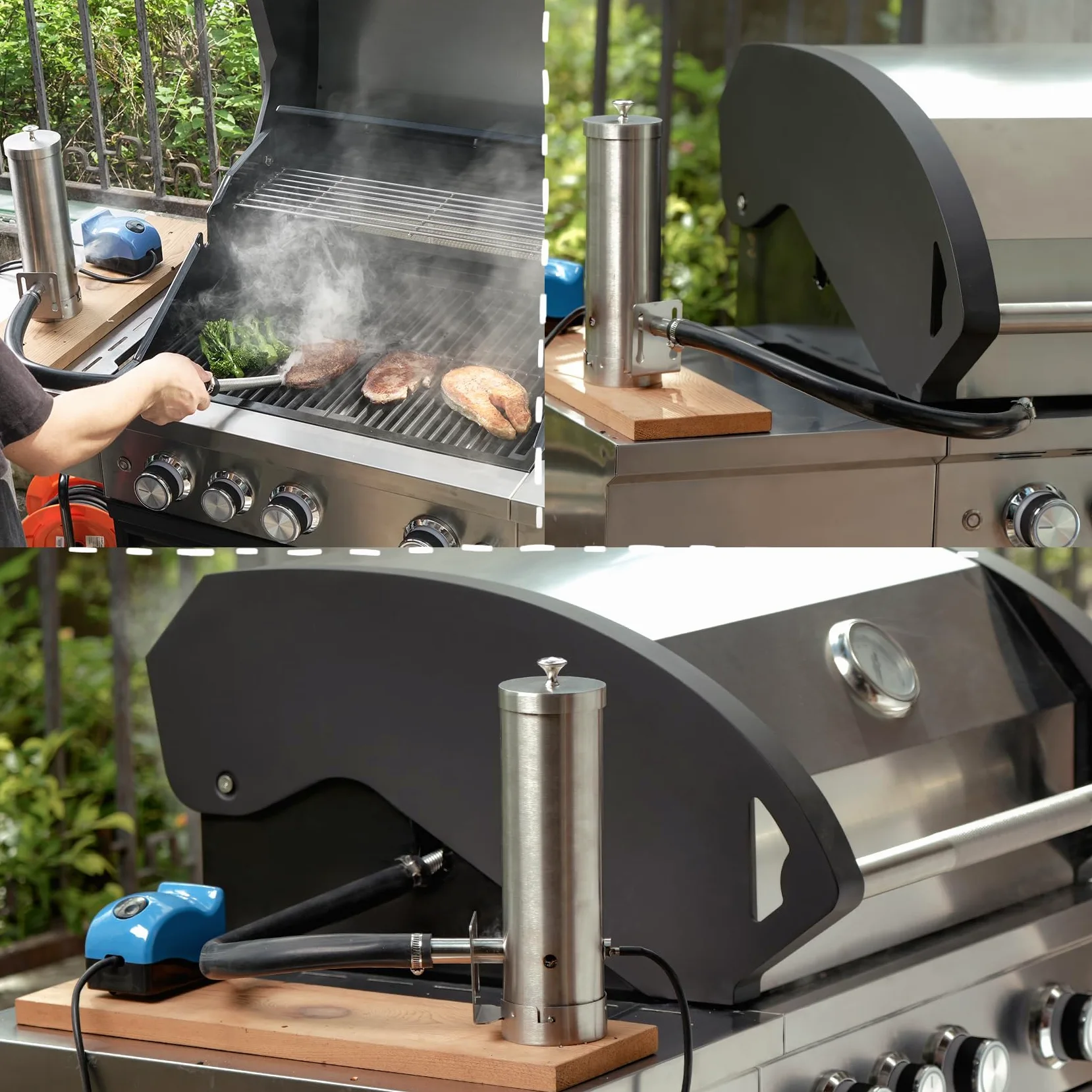 Generatore di affumicatore per affumicatura fredda e calda/calda, trucioli di legno per barbecue a gas
