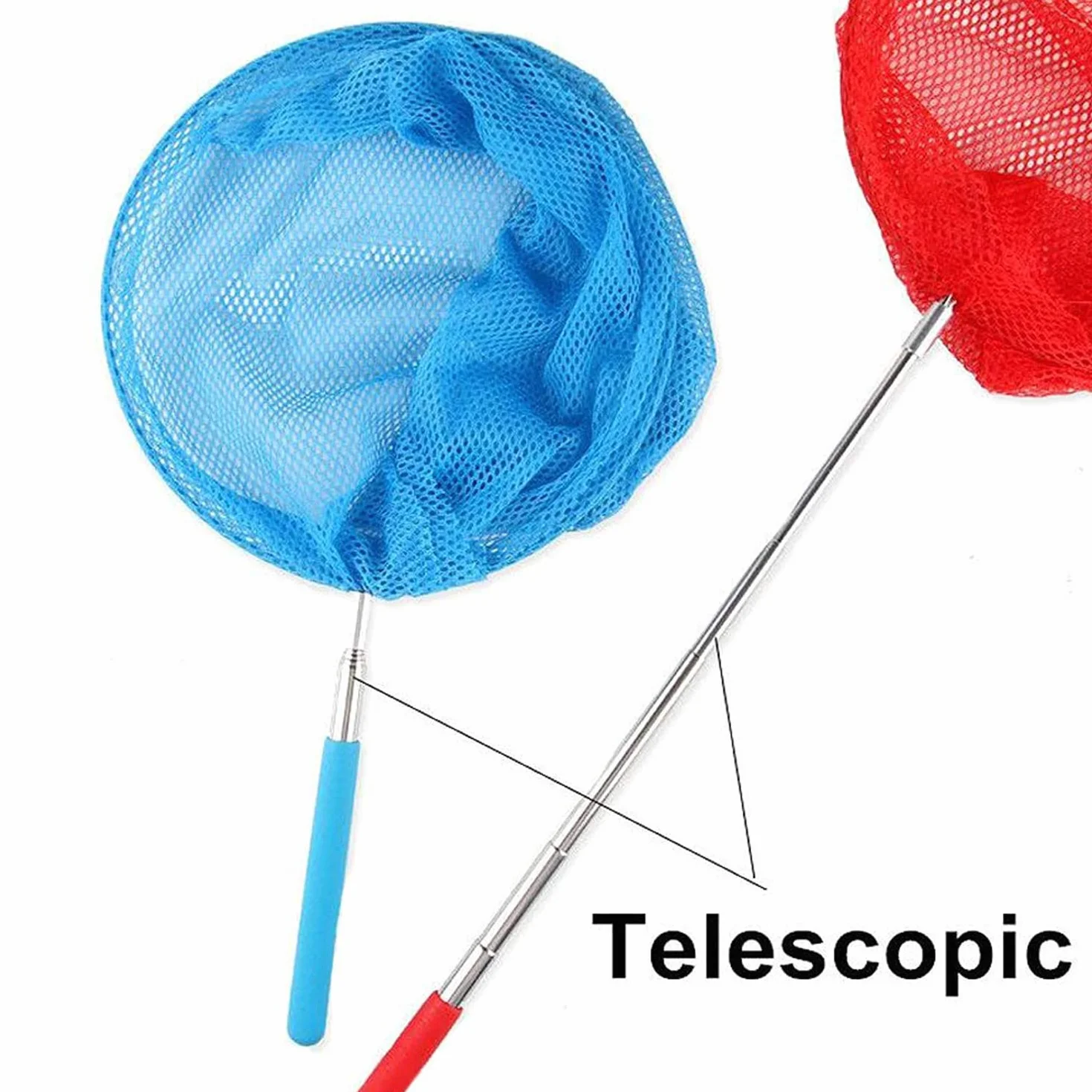 1 Pack Kids Telescopic Butterfly Net Fishing Net Pond Net Extendable (14.5 to 33.8 Inches) With 1 Pack Folding Bucketfor Kids Catching Bugs Insect Small Fish Outdoor Beach Garden Activities