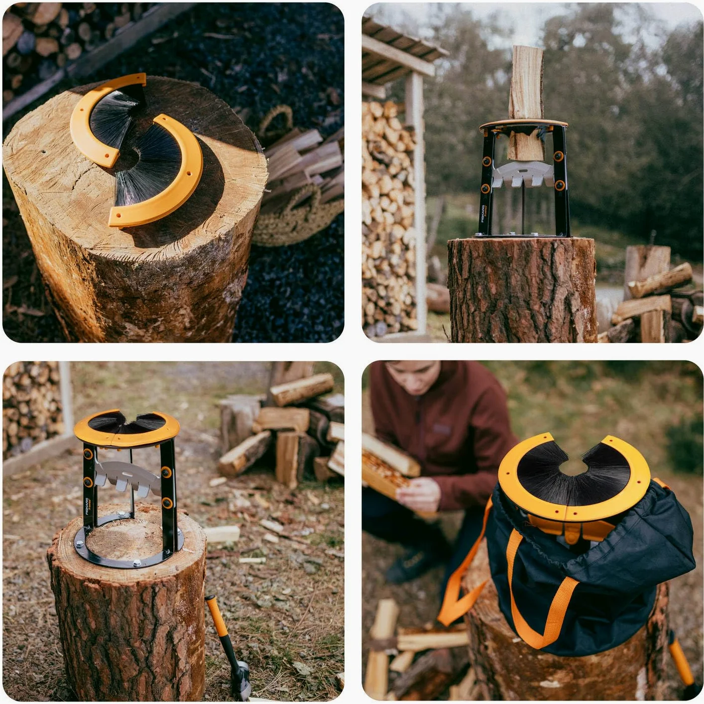 Fiskars Serie X Spaccalegna L per Legna da Ardere, Spaccalegna Manuale e Sicuro per Ceppi Fino a Ø 12 cm, Borsa Inclusa, Nero/Arancione, 1079156