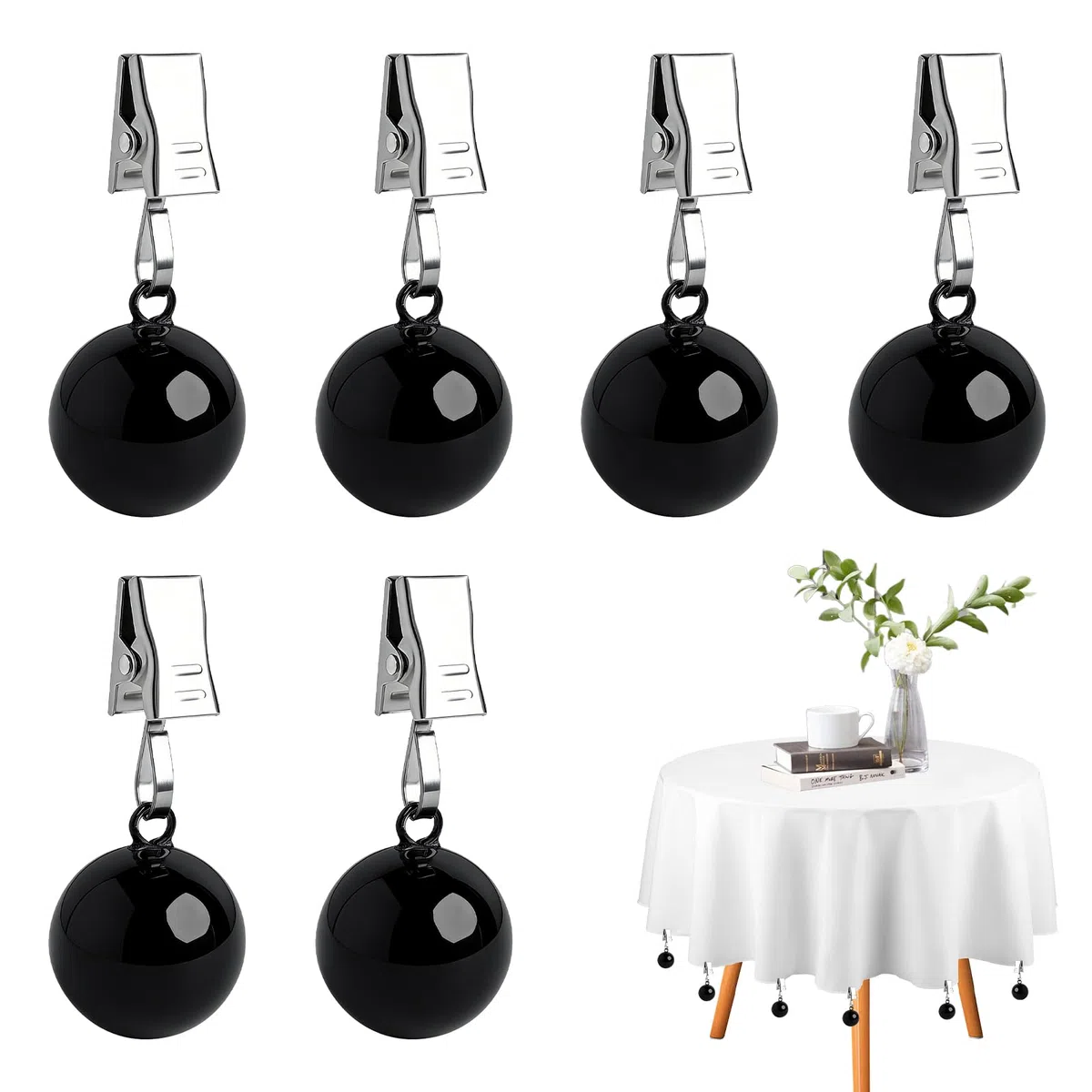 Sophisticate 6 pesi per tovaglia con clip, per esterni, porta tovaglia, pesi, antivento, per tende, per esterni, matrimoni, picnic, giardino, feste, 6 pezzi