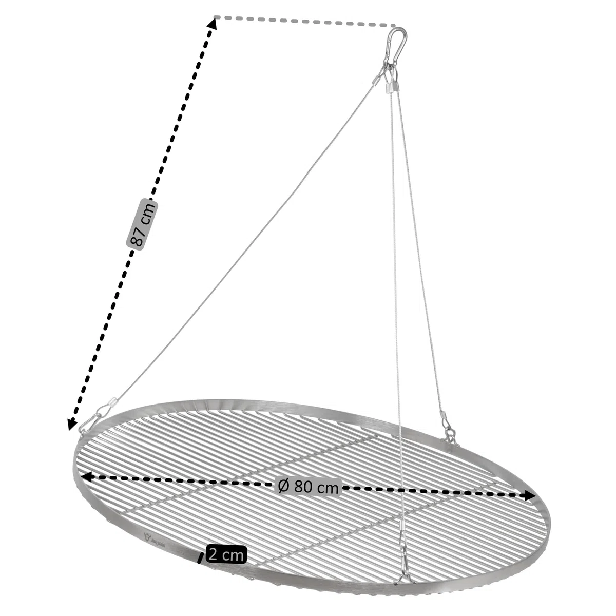 BBQ-Toro Griglia rotonda in acciaio inox | Ø 80 cm | Superficie di cottura sospesa con corda per treppiede | Ideale per barbecue all’aperto, accessorio da esterno