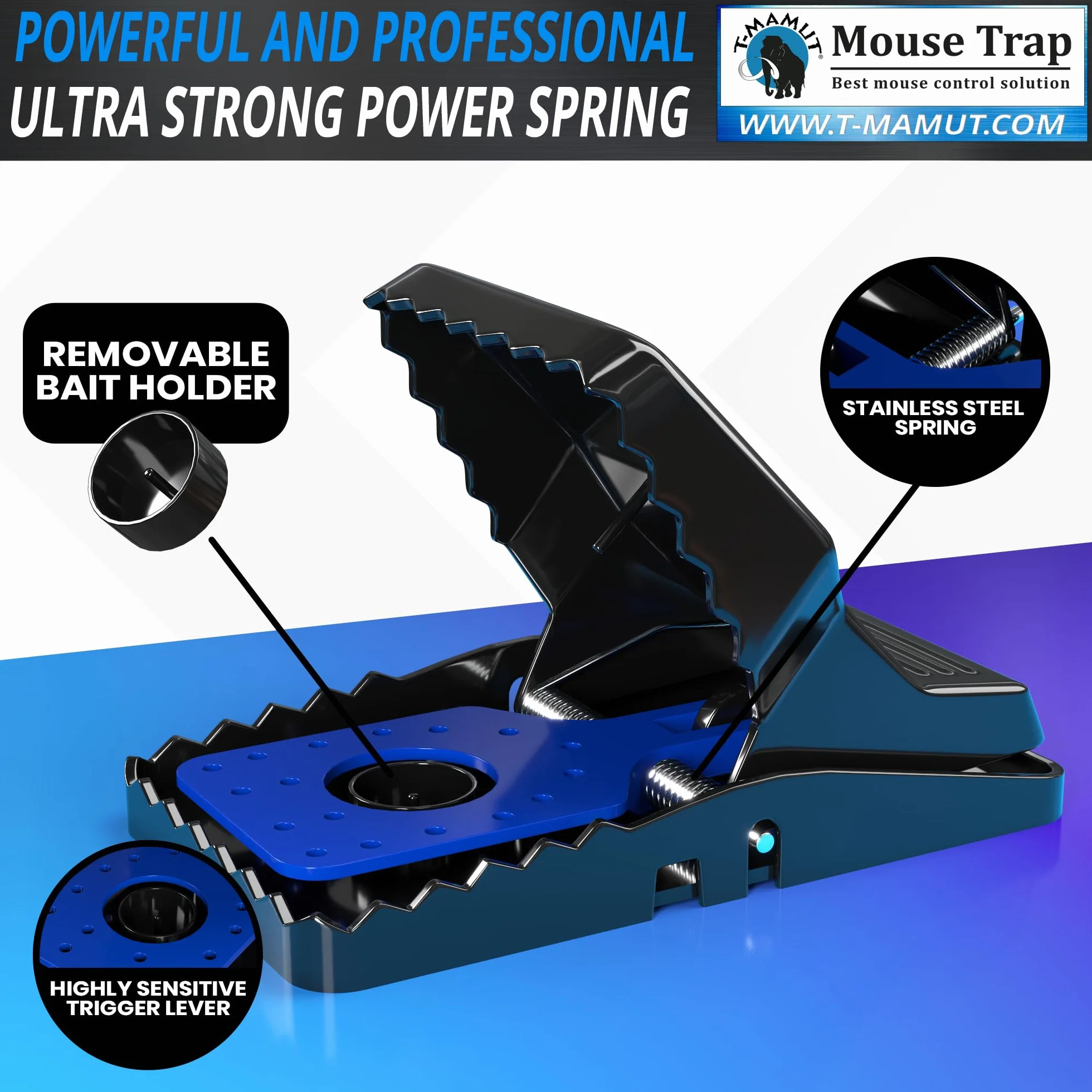 T-MAMUT Trappola Per Topi Grandi 21cm 4 Trappole Per Topi Professionali Riutilizzabili Molto Potenti Per Interno Ed Esterno Molto Efficaci Per Una Protezione Completa Contro Ratti Piccoli & Roditori