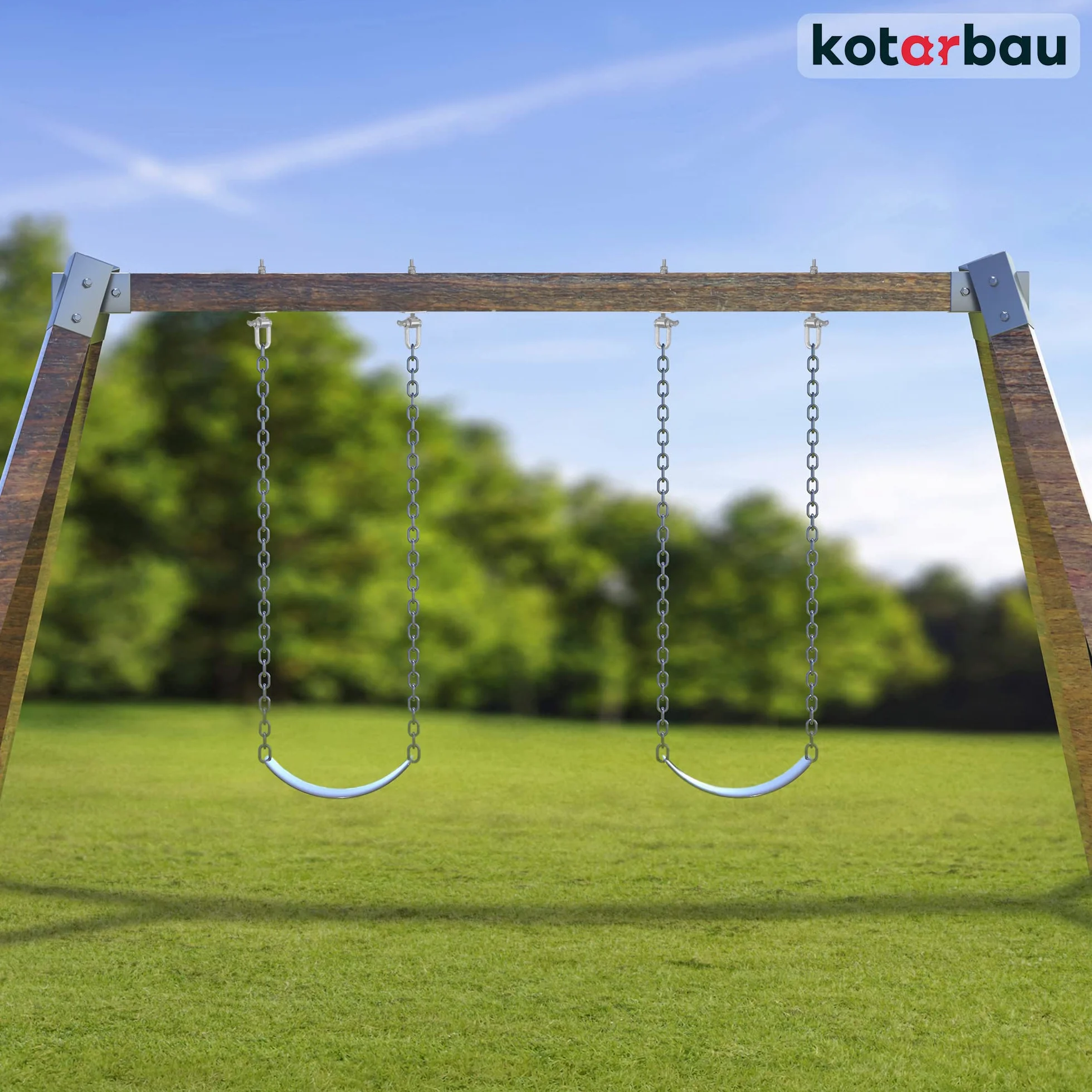 KOTARBAU® 2 pz Ganci Altalena - Acciaio Zincato - M12 x 190 mm - Argento - Gancio per Altalena Resistente - Gancio per Travi in Legno - con Dente - per Amaca - Sedia - Sospesa