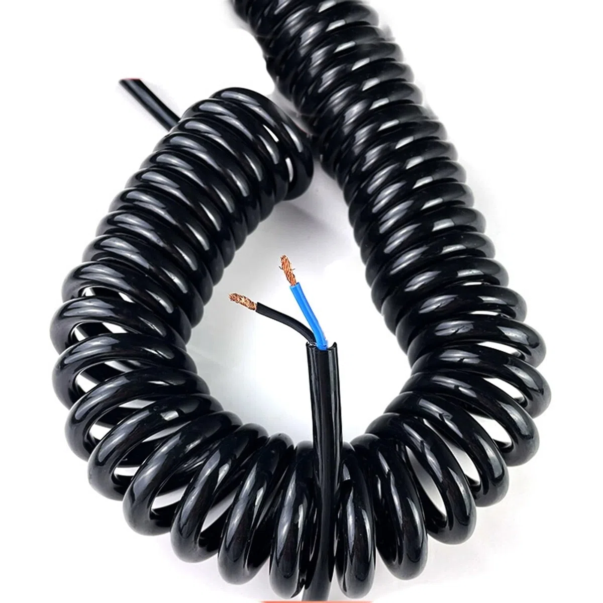 Cavo telescopico a spirale, filo estensibile, Cavo di alimentazione nero a 2 fili, molla telescopica, cavo a spirale 24AWG 20AWG 17AWG 14AWG, cavo espandibile da 2,5 a 7,5 metri(2 core 20AWG,Line leng