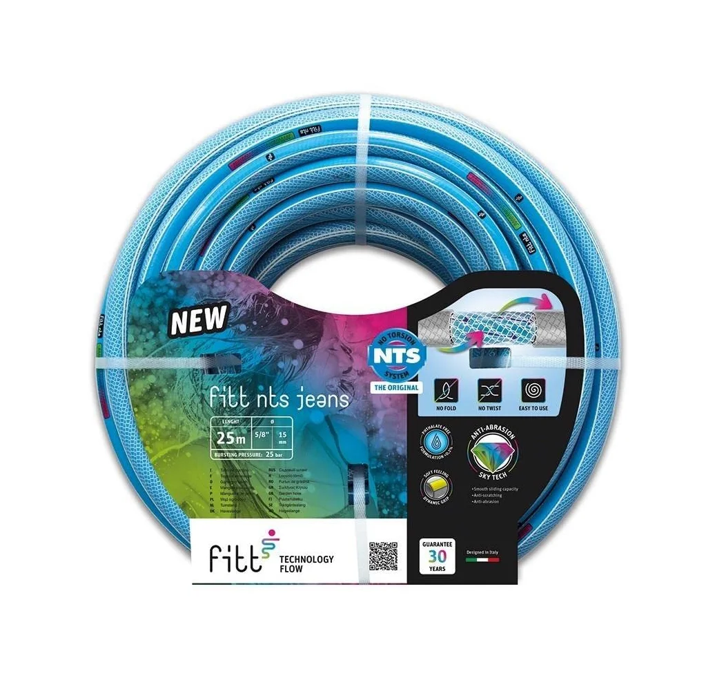 FITT NTS JEANS 3/4" (19 mm) 50 m - Tubo Azzurro per Irrigazione da Giardino, Robusto e Malleabile, per Uso Intensivo