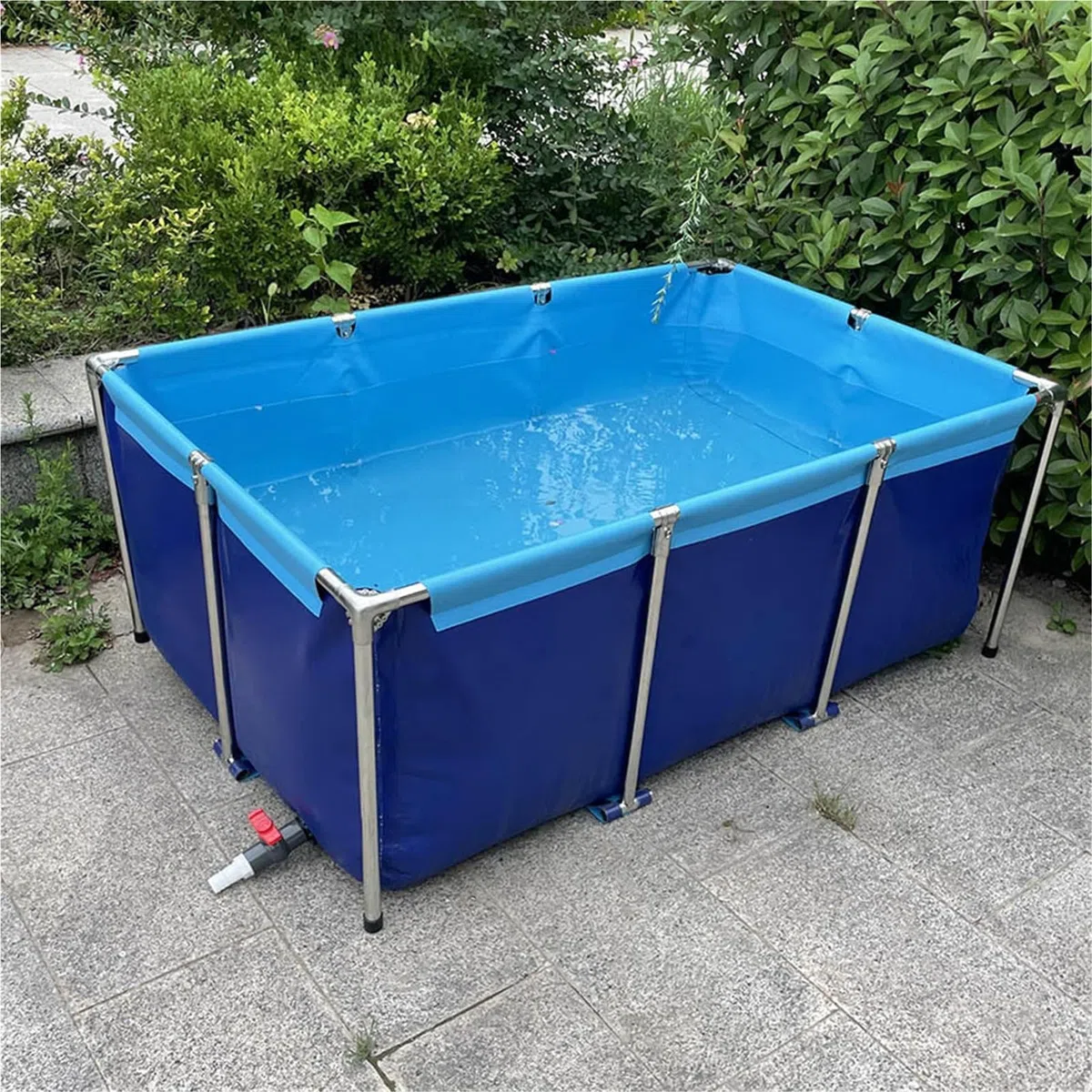Stagno pieghevole per pesci, in tela blu, per giardino d'acqua (1 x 1,5 x 0,6 x 0), acquario portatile da esterno, facile da installare per giardino, patio e uso domestico