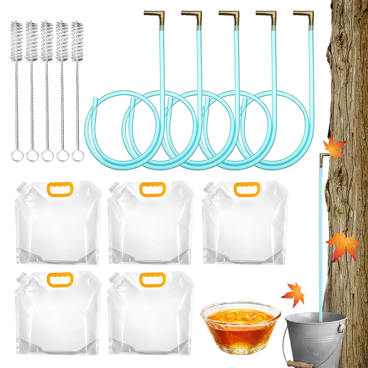 Kit per Estrazione Sciroppo d'Acero con Portatile | Kit di Tapping con Rubinetti per Acero Per Hobbisti Principianti Raccolta Filtraggio Conservazione Esterno Cortile