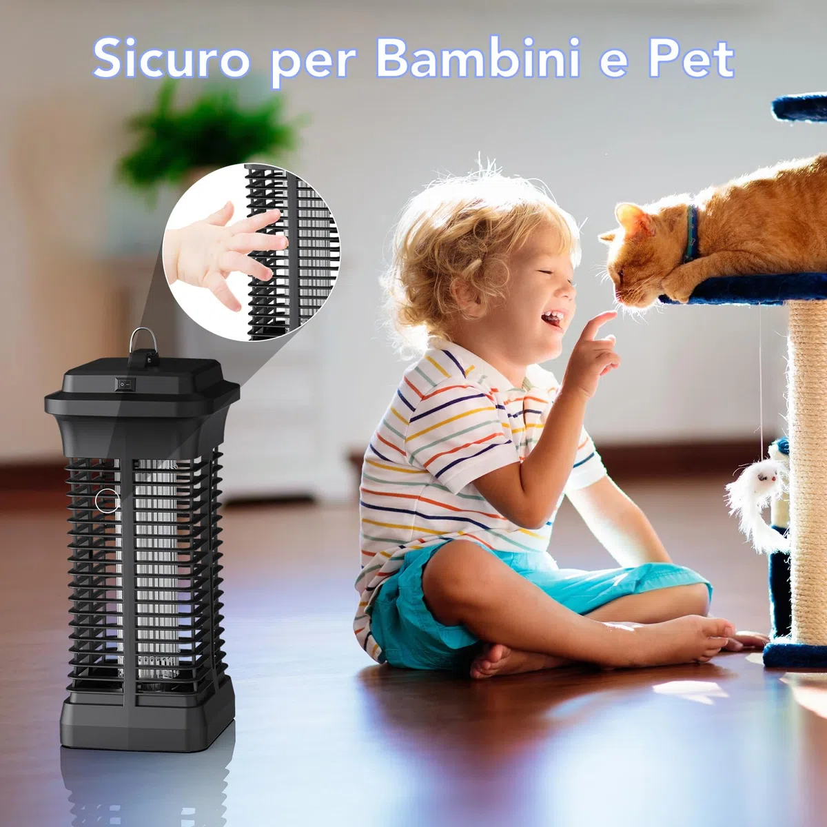 Lampada Antizanzare Elettrica 6W, Zanzariera Elettrica UV 1000V per Interni, Ammazza Zanzare e Mosche Silenzioso, Trappola per Insetti per Camera da Letto, Cucina, Ufficio