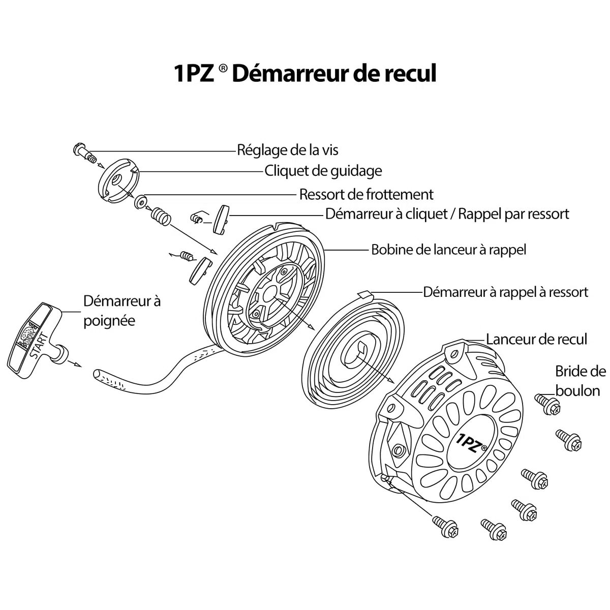 1PZ FPS-X39 Avviamento a strappo Recoil Starter Pull Start di ricambio per Honda GX340 GX390 GX610 GX620 188F 11hp 13hp 28400-ZEE3-W01ZA Generatore Motore Avviatore a tirare Avviamento a recupero