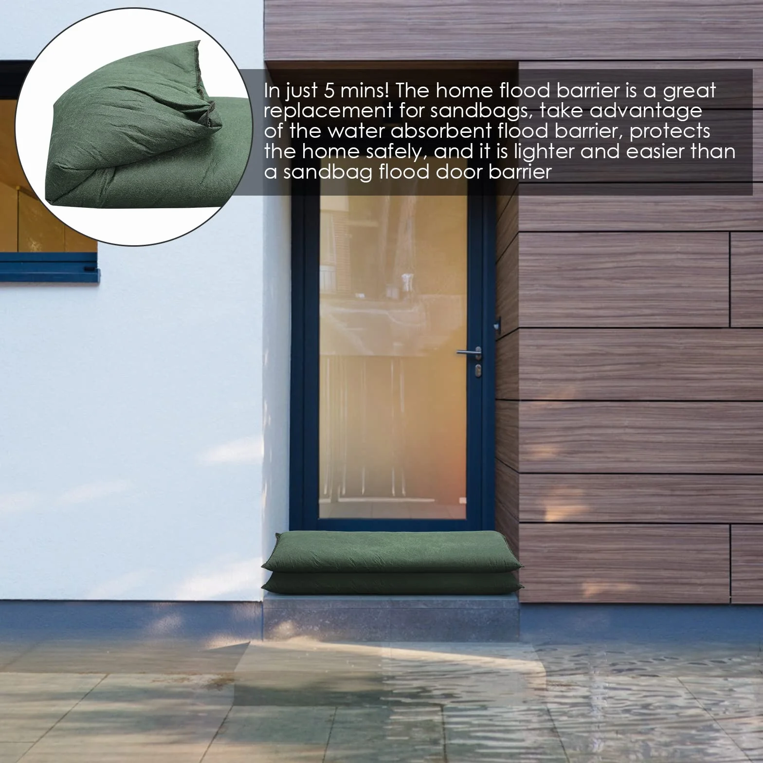 Barriere Antiallagamento Attivate Dall'acqua, Barriere Antiallagamento Assorbenti L'acqua Convenienti, Barriera Antiallagamento Riutilizzabile Senza Sabbia in Tessuto Non Tessuto,(2 pezzi/25 x 150 cm)