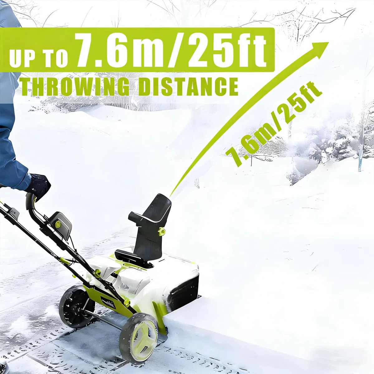 Pala da neve senza fili, spazzaneve elettrico con motore brushless, batteria da 40 V, percorso 50,8 cm, profondità 25,4 cm, tiro 7,6 m per vialetto e passerella