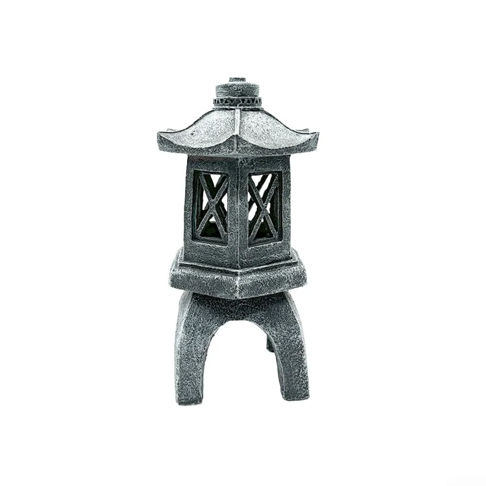 Lanterna a pagoda ad energia solare, statua da giardino zen in resina, torre giapponese in pietra per esterni, luce decorativa per cortile resistente alle intemperie, per illuminazione paesaggistica