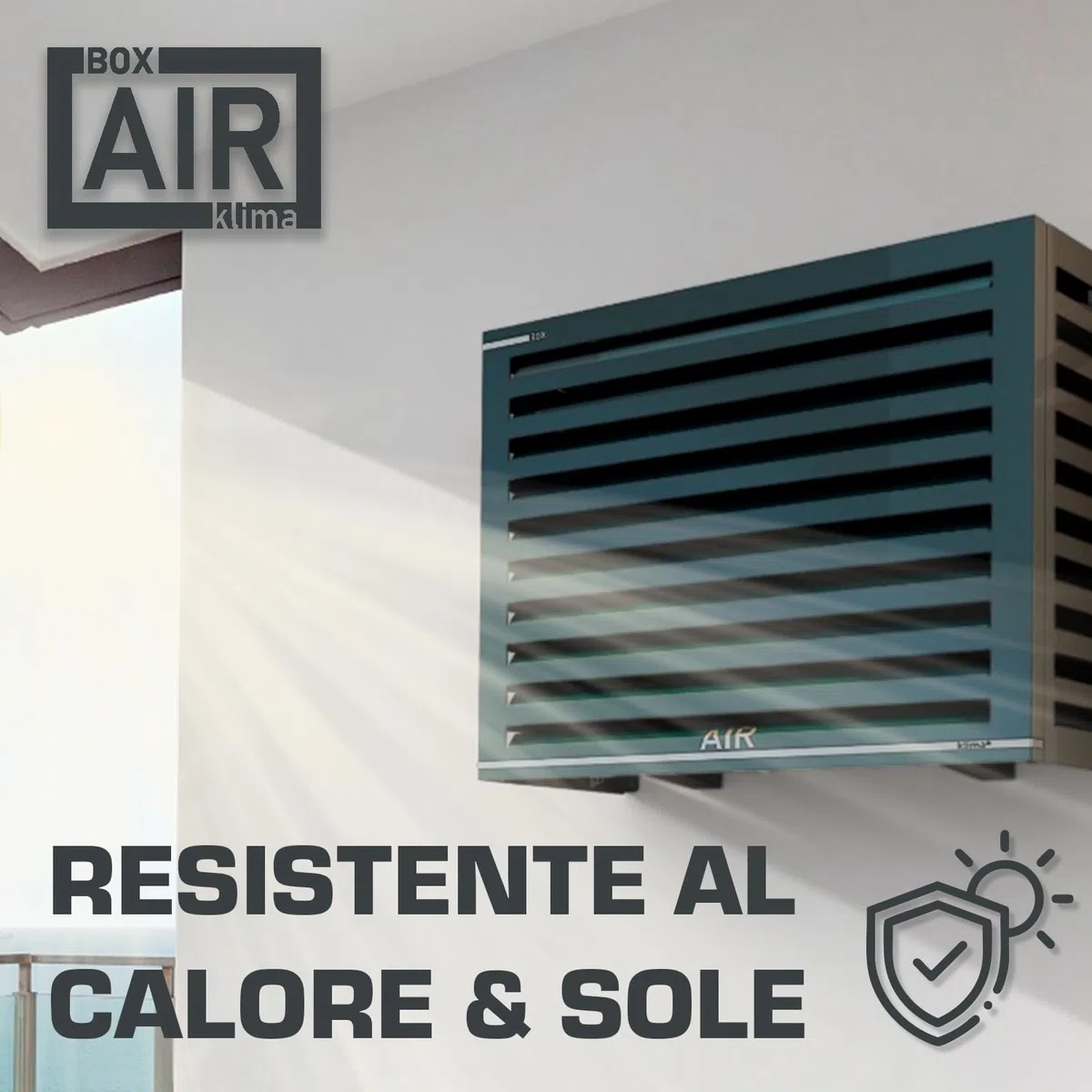 Box Air Klima Cover Clima Blade L Antracite – Copri Condizionatore Esterno in Alluminio Composito, Staffe INOX Regolabili, Installazione a Parete, Protezione Unità Esterna Grande