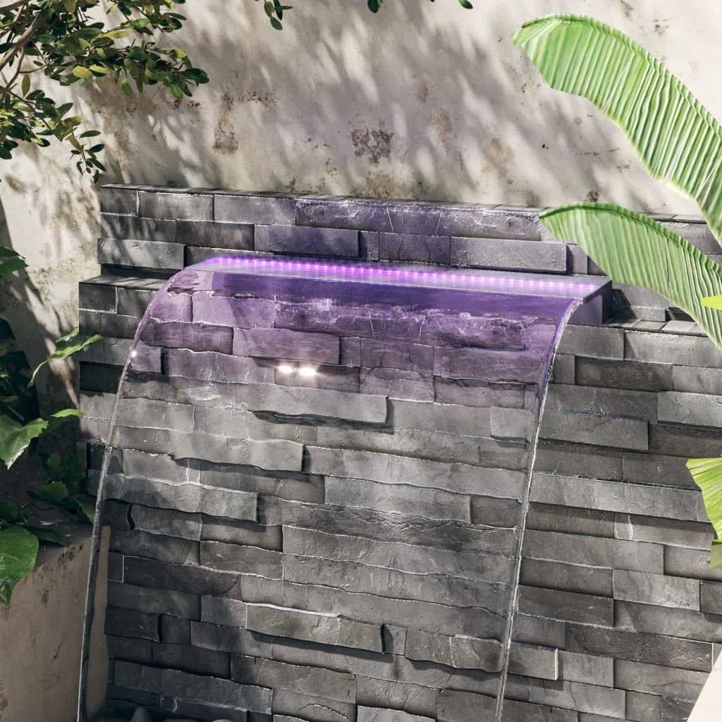 Elemento a cascata con LED RGB in acrilico, 108 cm, per stagno, cascata, fontana decorativa per giardino, piscina, terrazza, con telecomando per decorazione e rilassante vista dell'acqua