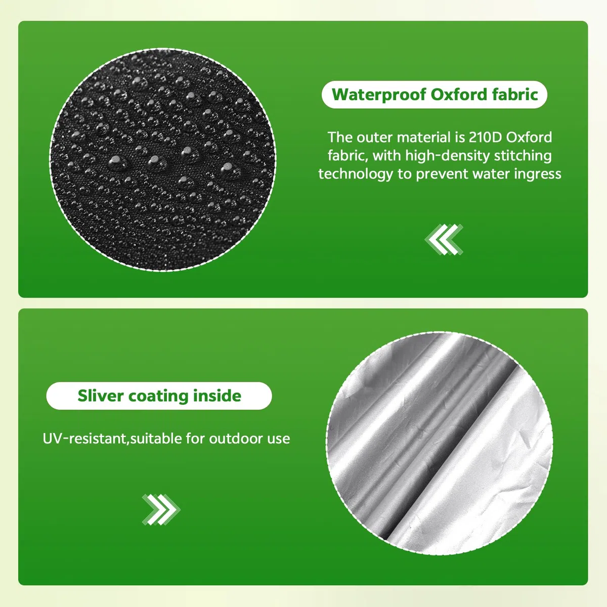 Zocipro Set da 2 Coperture Protettive per Sedie da Giardino per Esterno, 64 x 64 x 70/120 cm, Tessuto Oxford 210D Impermeabile e Resistente, Anti-UV, per Sedie Impilabili da Terrazza