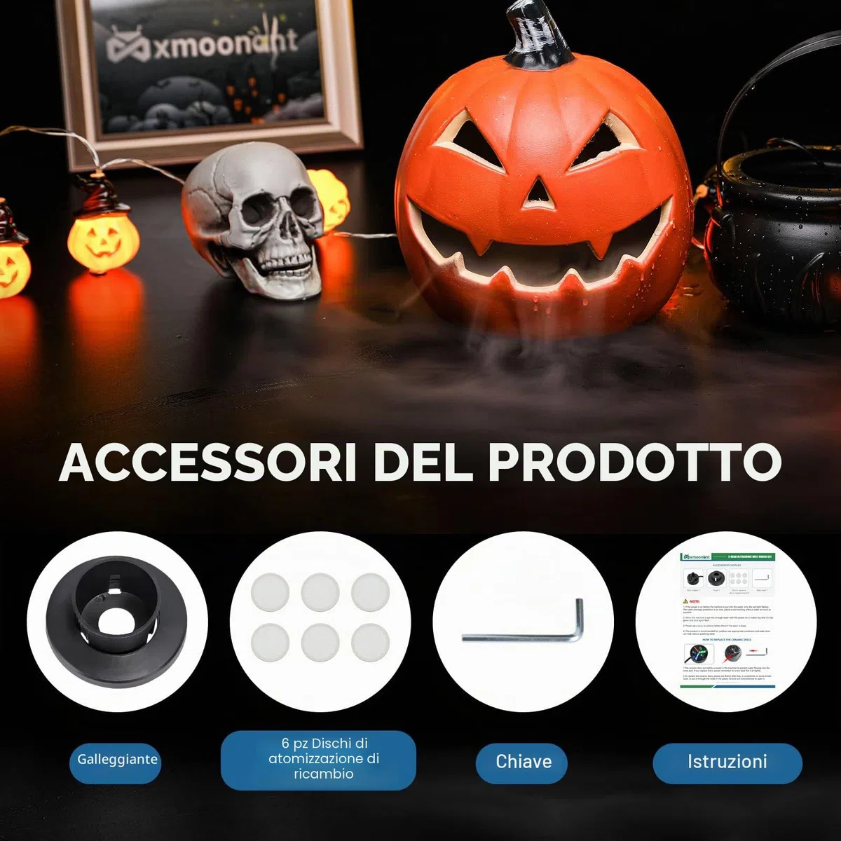 Mxmoonant - Nebbia ad ultrasuoni a 3 teste, in plastica, umidificatore ad aria, 1500 mlL/H, con 6 dischi di atomizzazione di ricambio per fontana d'acqua, laghetto, acquario, lavandino roccioso