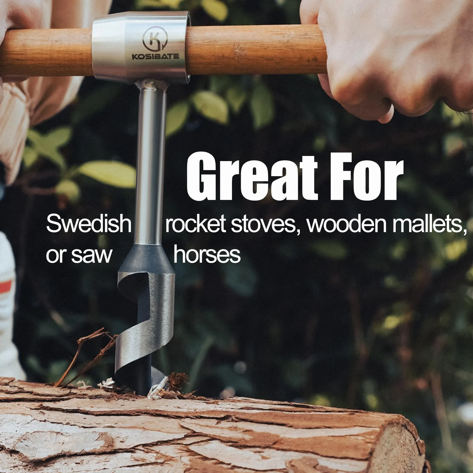 KOSIBATE Bushcraft Gear, chiave a coclea manuale per una facile foratura del legno, chiave per coloni e strumenti per bushcraft, perfetta per attività di campeggio e lavorazione del legno, trapano per