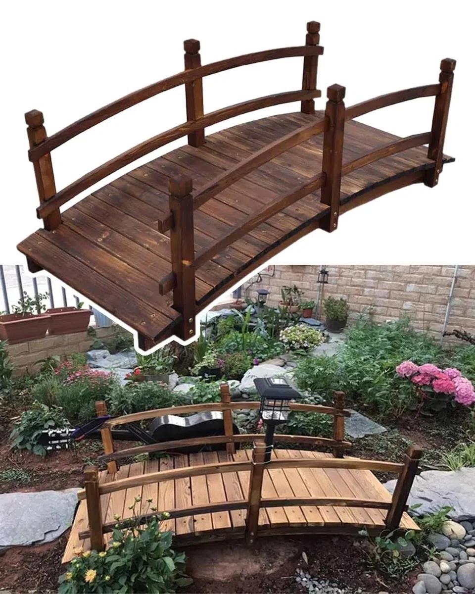 Ponte per laghetto da giardino, passerella giapponese retrò per esterni, decorazione per prato e passeggiate facili
