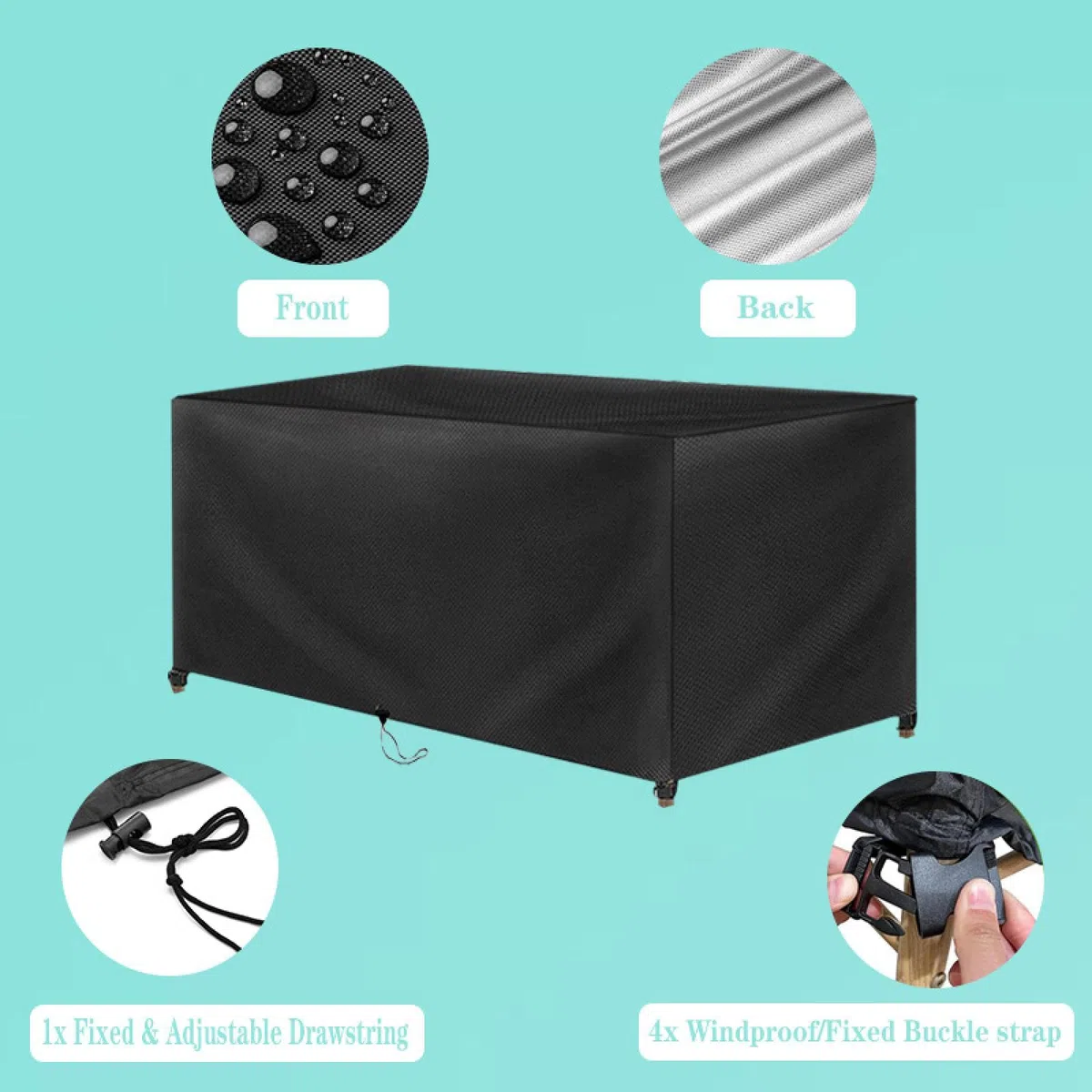 Copertura Impermeabile per Mobili Giardino 300x120x75cm/LXPXA Telo Copri Tavolo Esterno Impermeabile,Tessuto Oxford 600D Telo Copertura da Esterno Mobili e Sedie Anti-UV Antivento