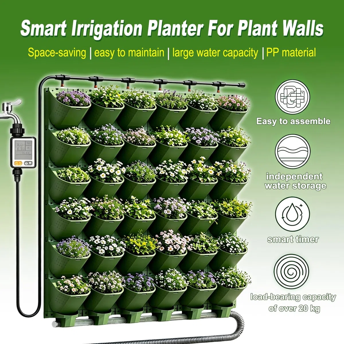 Torre Di Coltivazione Verticale Con Irrigazione Automatica | Orto Domestico Salvaspazio Per Coltivare Piante Aromatiche Verdure E Fiori Su Balcone E Terrazza(Black)