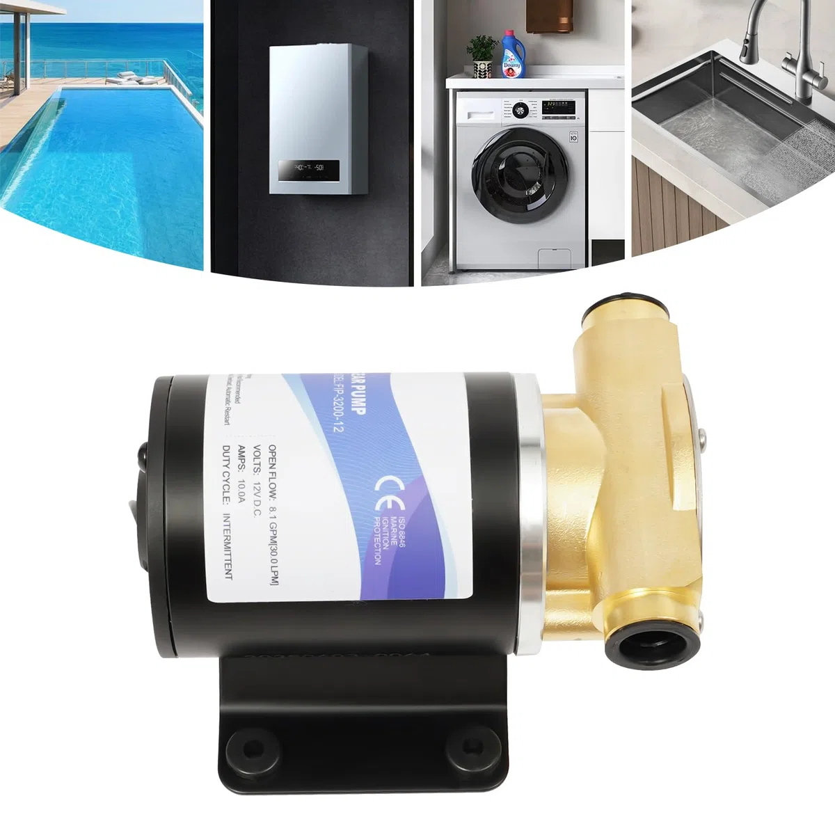 Pompa dell'acqua da 12 V, pompa per acqua da giardino, autoadescante, pompa da giardino, pompa da giardino, pompa per acqua subacquea, pompa anfibi, per stagno, acquario, fontana solare, piscina
