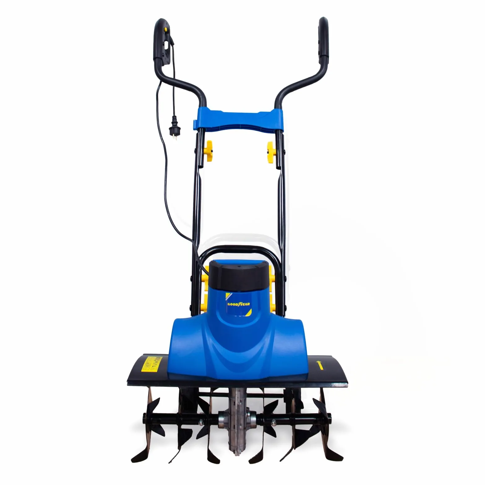 Goodyear - Motocoltivatore elettrico da 1500 W con ruote, larghezza di taglio 450 mm, profondità 180 mm, manubrio pieghevole, altezza regolabile, protezione in metallo