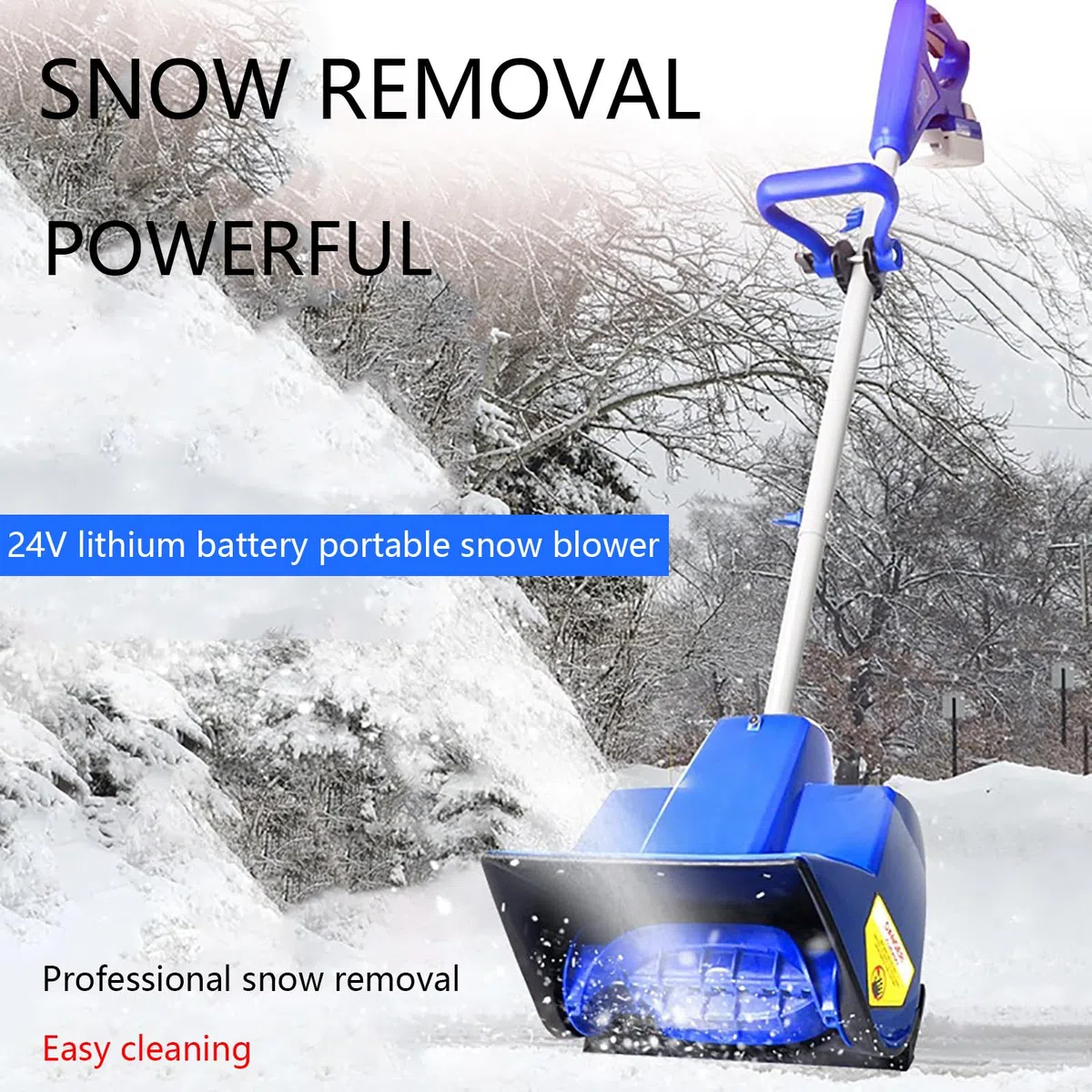 Pala da Neve elettrica Senza Fili, Larghezza 28 cm, spazzaneve a Batteria, con 2 batterie e caricabatteria rapido
